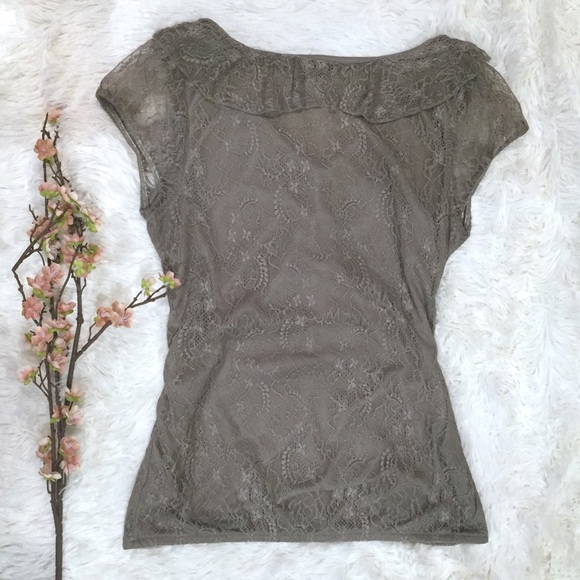 Maurices Lace Ruffle Blouse in Light Brown SZ XL - Picture 3 of 4